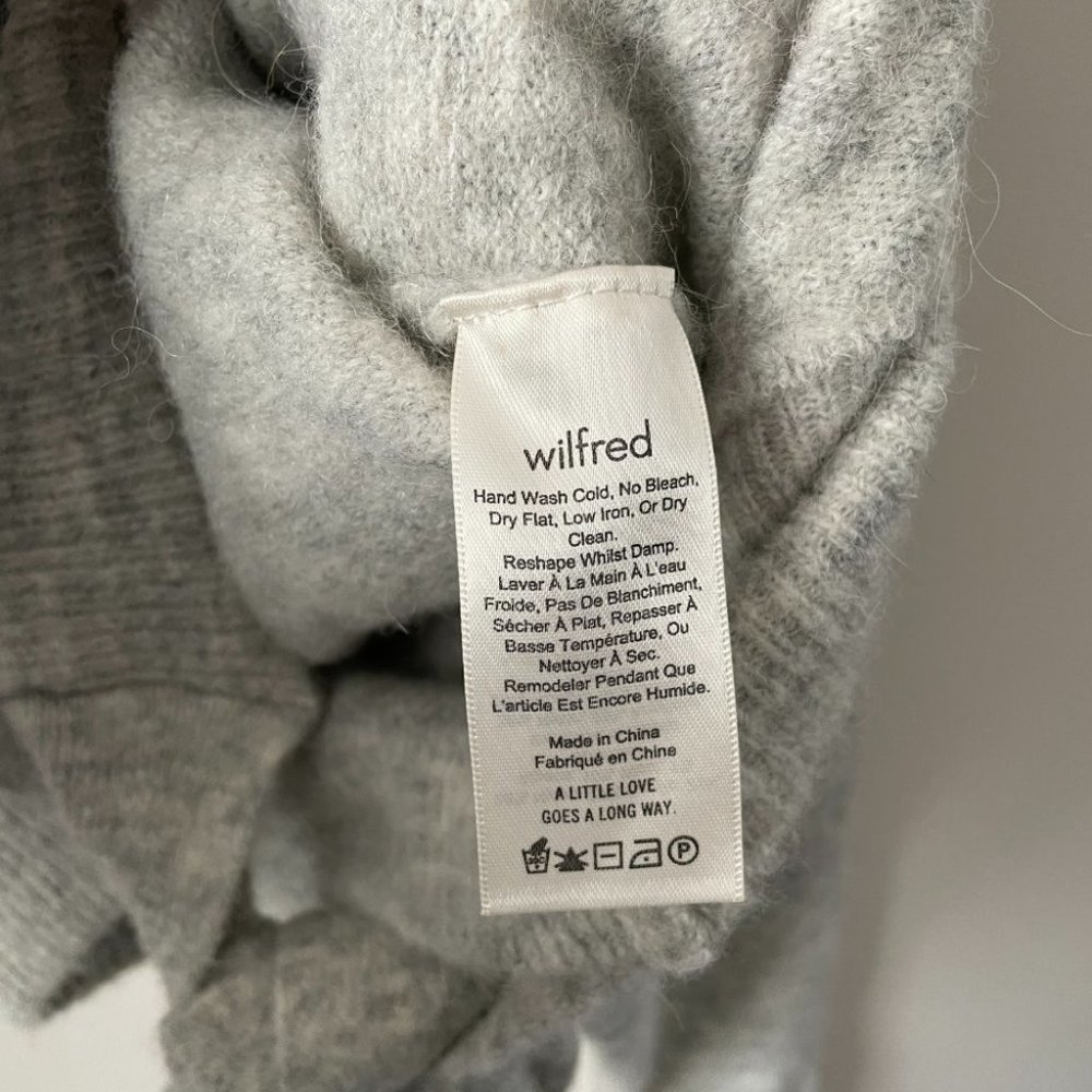 Aritzia Wilfred Lorin Sweater Turtle Neck Long Sleeve Tie Waist Gray Medium - Picture 6 of 7